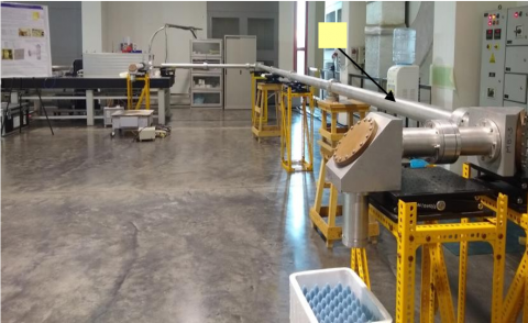 Prototype 8 m long circular waveguide transmission line (ID 72 mm) developed for broadband operation in the 70–1000 GHz range.